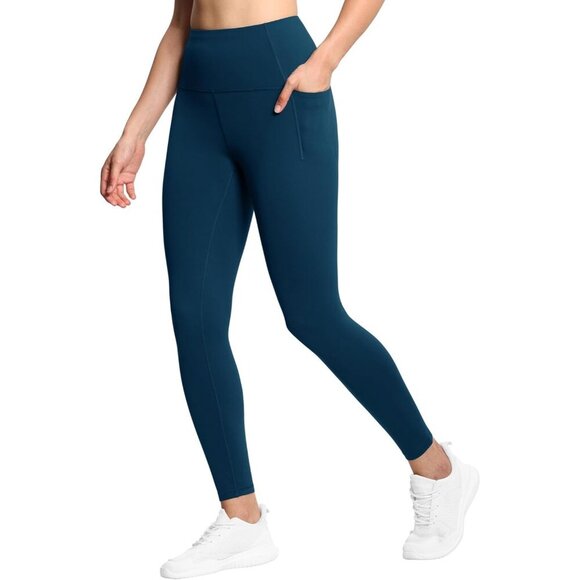 🆕Women Blue Tummy Control Leggings with Pockets High Waist Athletic Yoga Pants - Picture 2 of 6